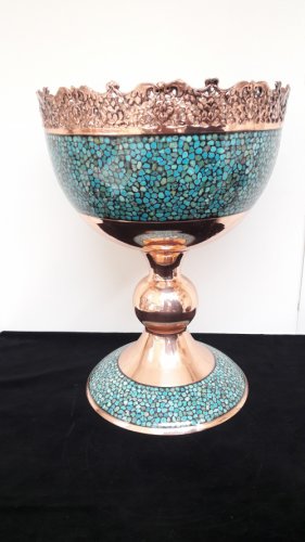 کاسه اجیل سایز 6،مس و فیروزه