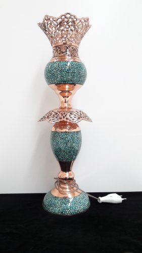 چراغ لاله مشبک شده،مس و فیروزه
